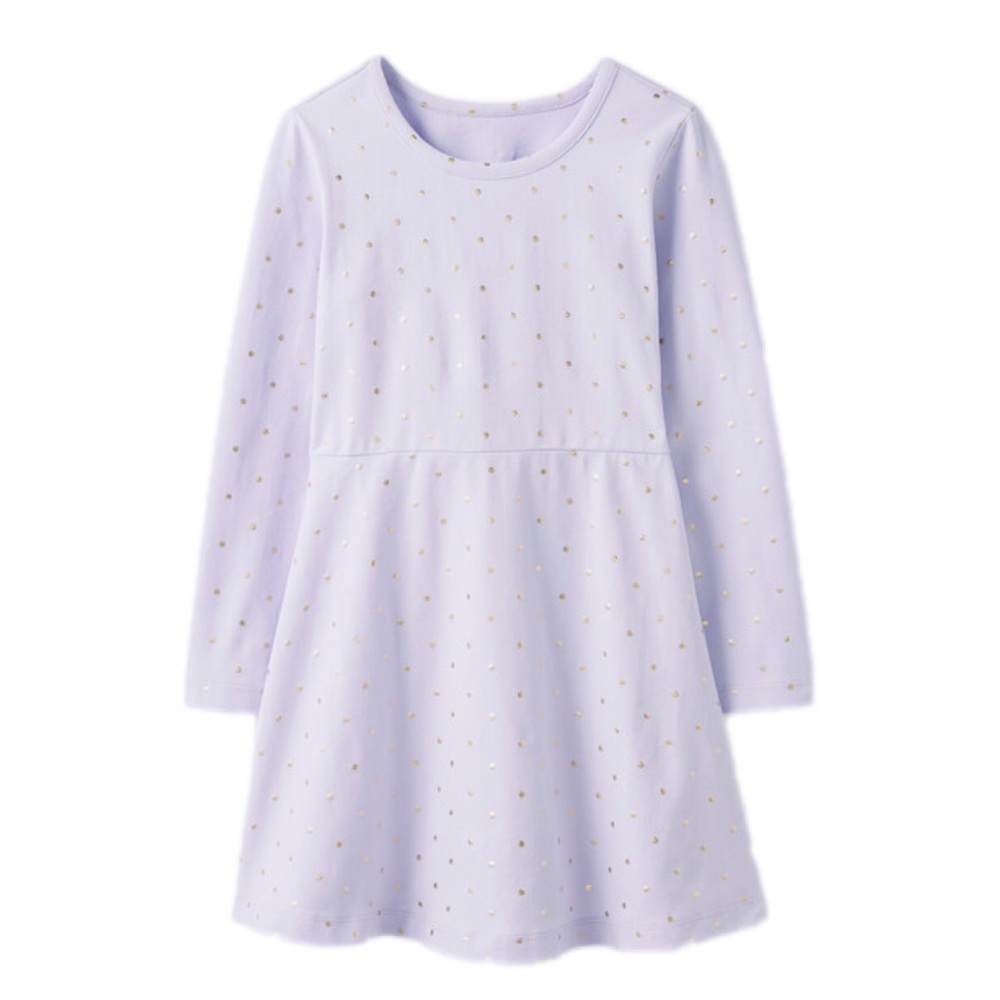 Hanna Anderson Glimmer Gold Dot Dress in Soft Lavender - Size 2T - Picture 1 of 3
